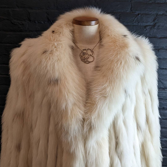 Vintage Designer Genuine Fox Fur Oversize Fluffy Dyed Spotted Furry Jacket Coat - Picture 7 of 14